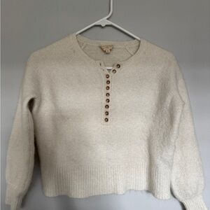 sezane leontine jumper sweater cream mohair button neck (Read description)